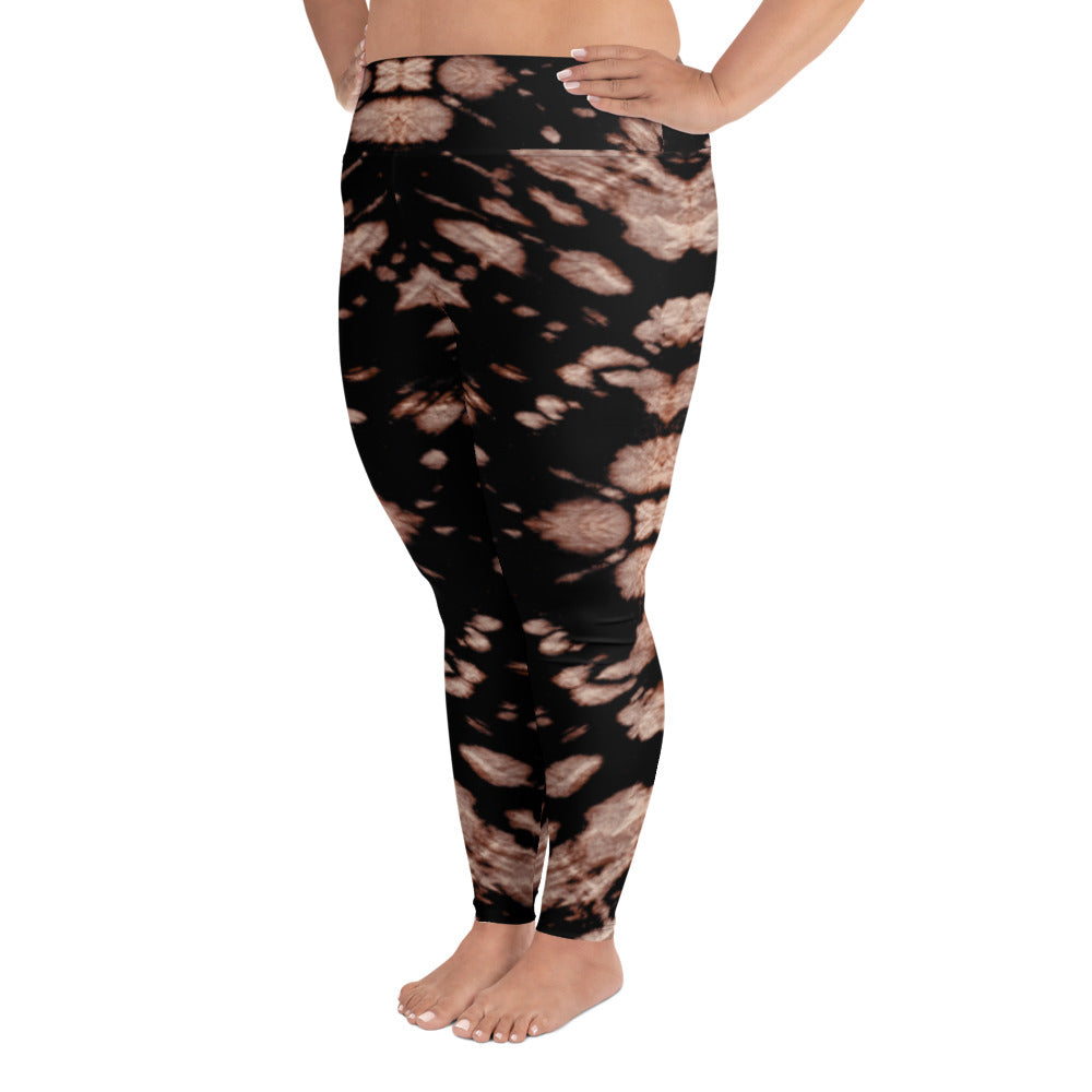 Brown Tie Dye Plus Size Leggings