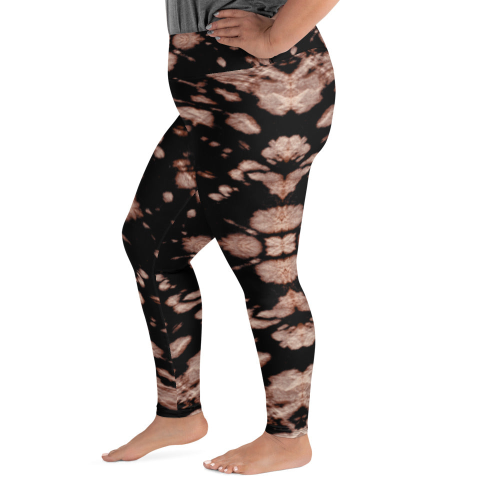 Brown Tie Dye Plus Size Leggings