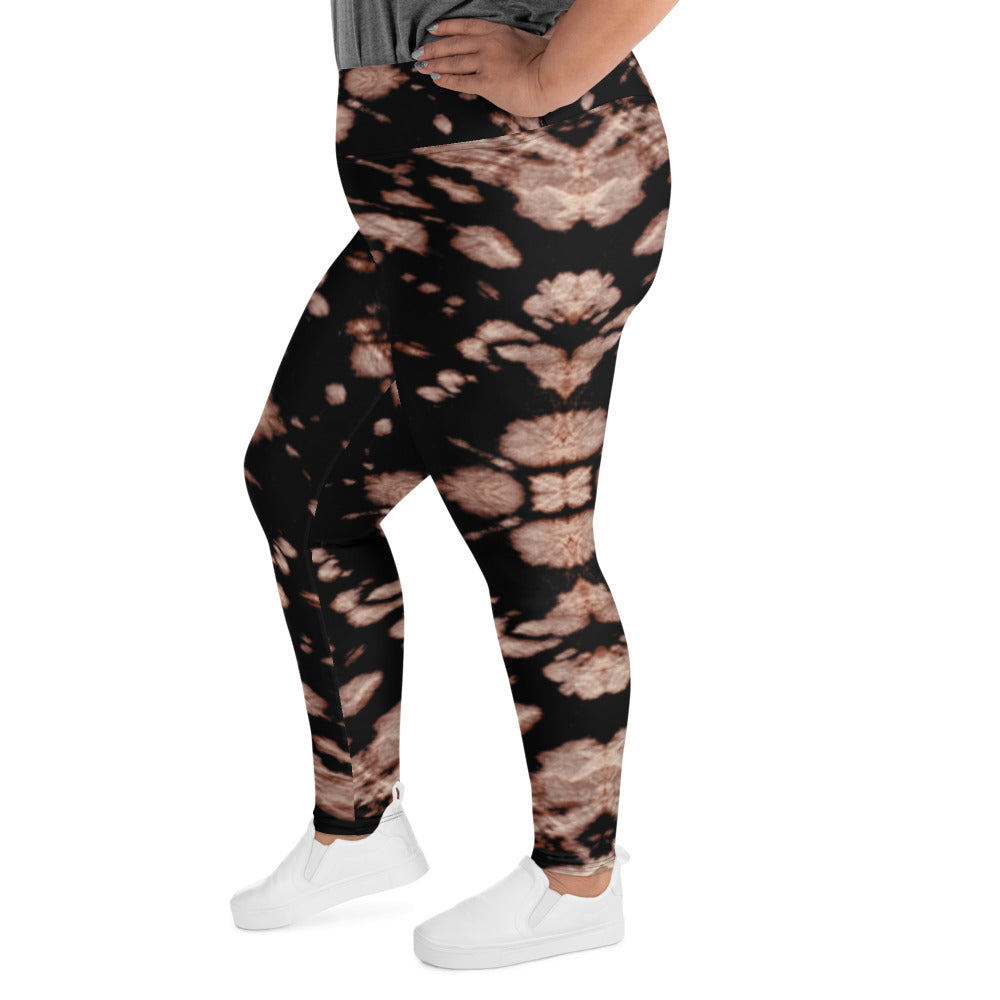 Brown Tie Dye Plus Size Leggings