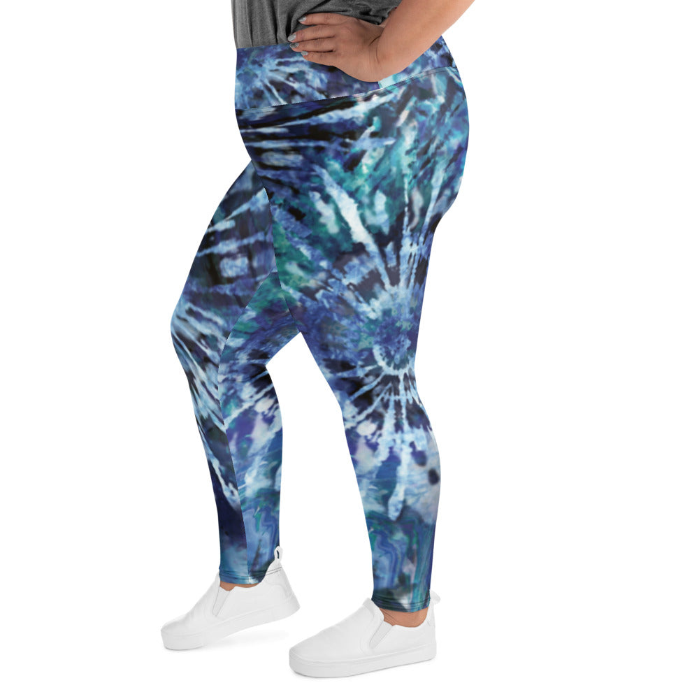 Blue Tie-Dye Plus Size Leggings