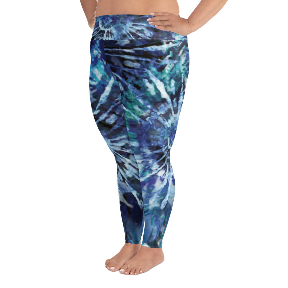 Blue Tie-Dye Plus Size Leggings