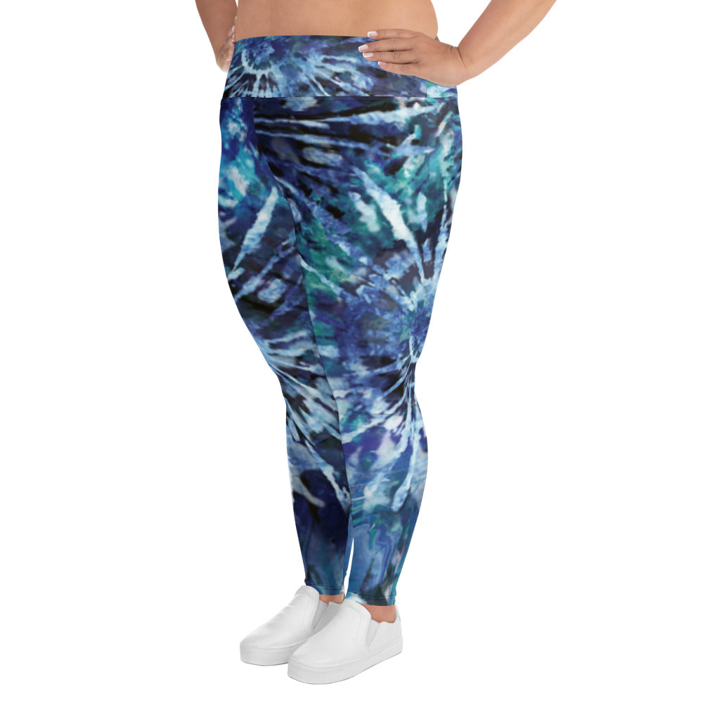 Blue Tie-Dye Plus Size Leggings