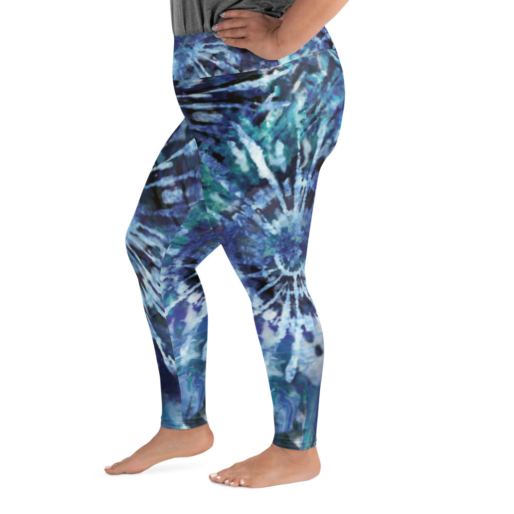 Blue Tie-Dye Plus Size Leggings