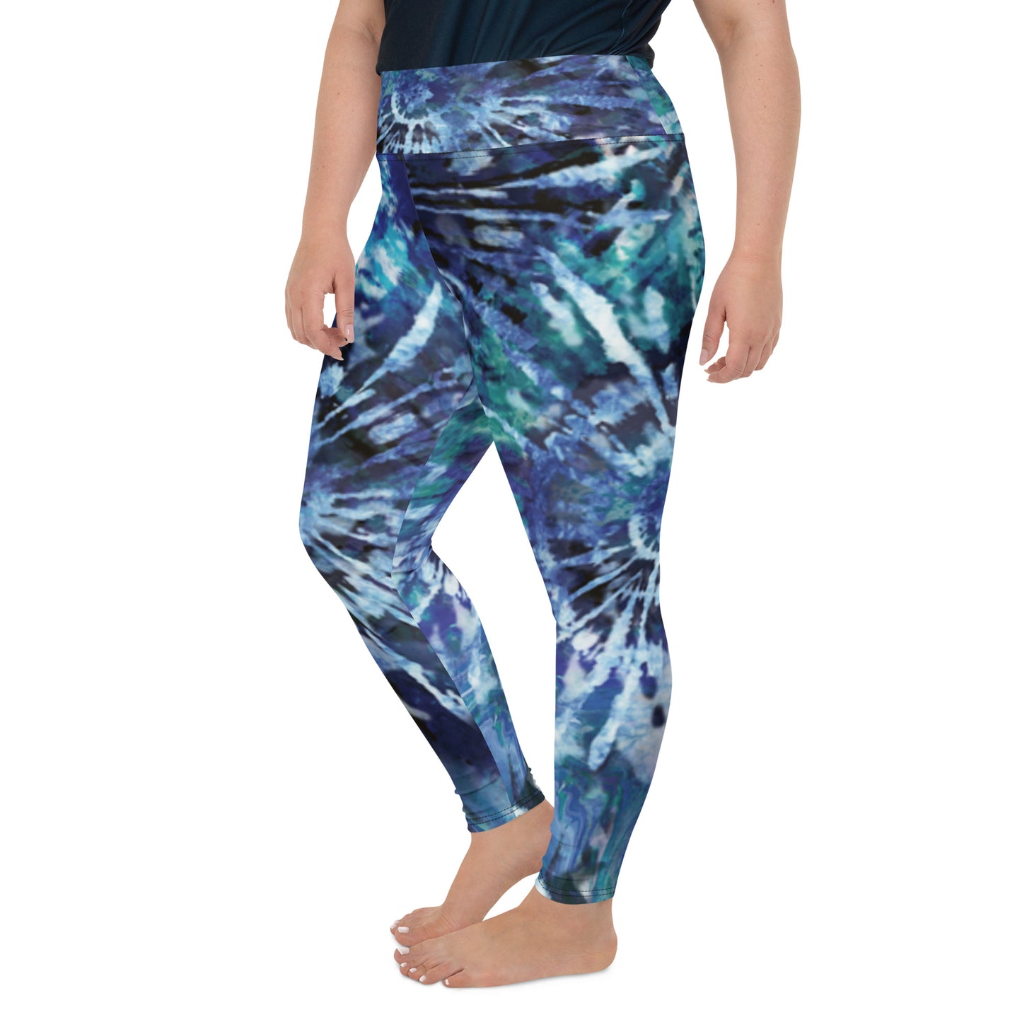 Blue Tie-Dye Plus Size Leggings