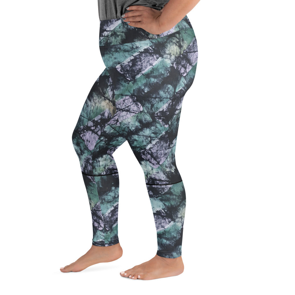 Green Adire Plus Size Leggings