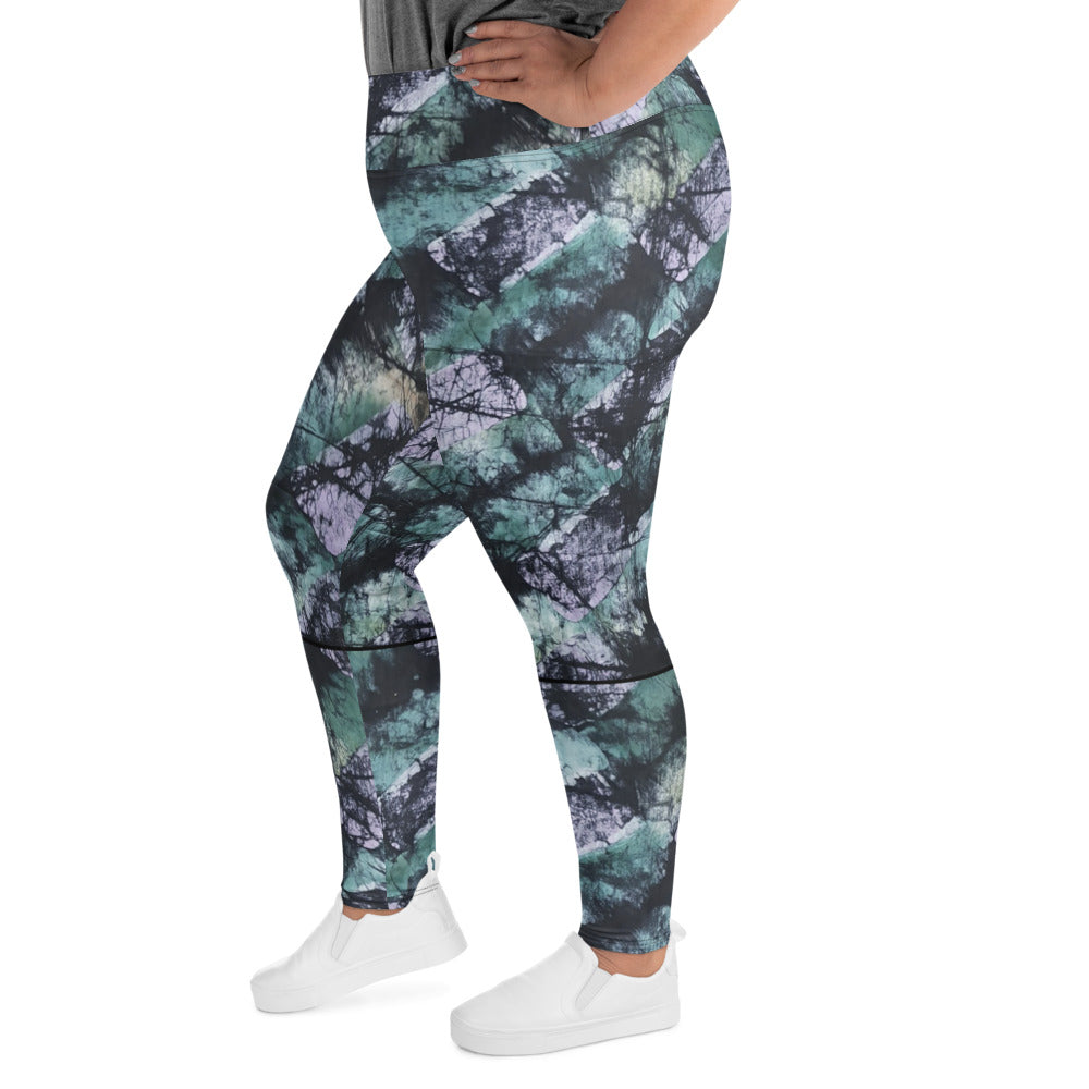 Green Adire Plus Size Leggings