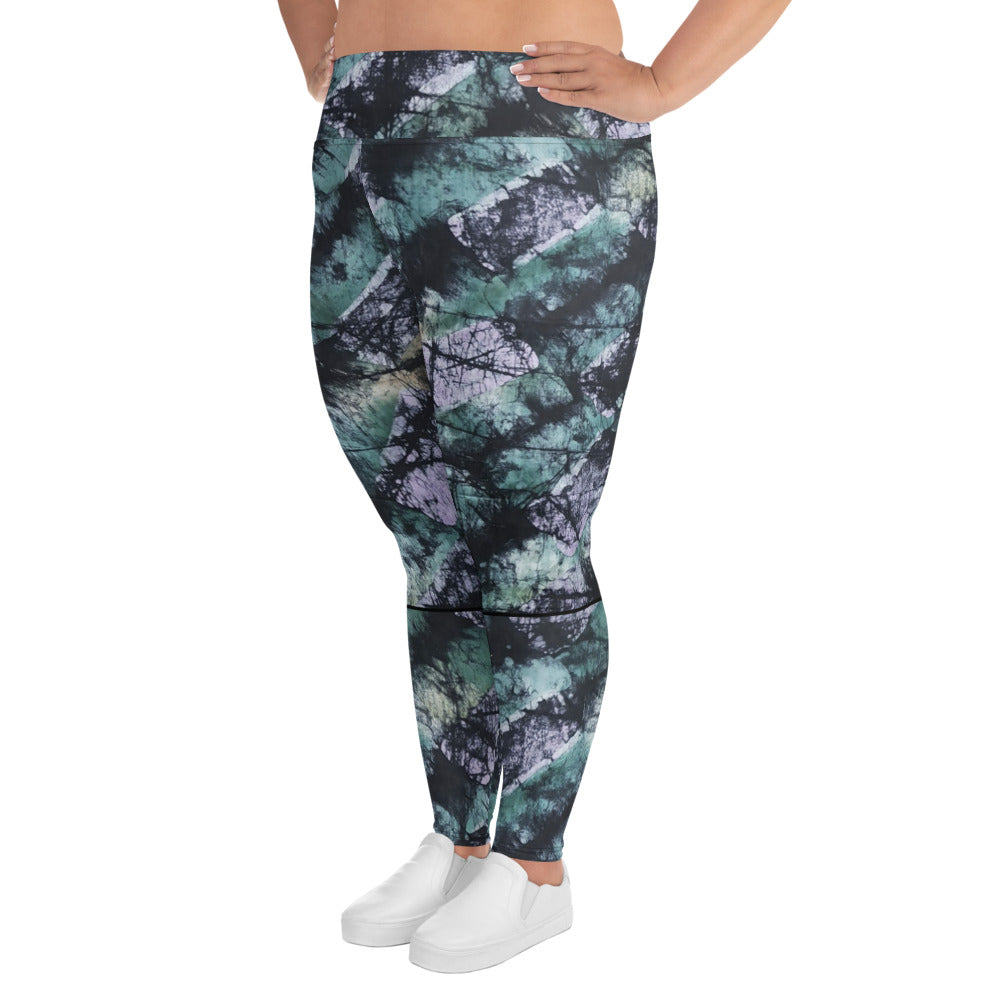 Green Adire Plus Size Leggings