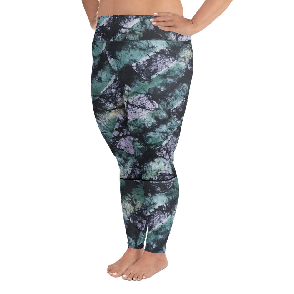 Green Adire Plus Size Leggings