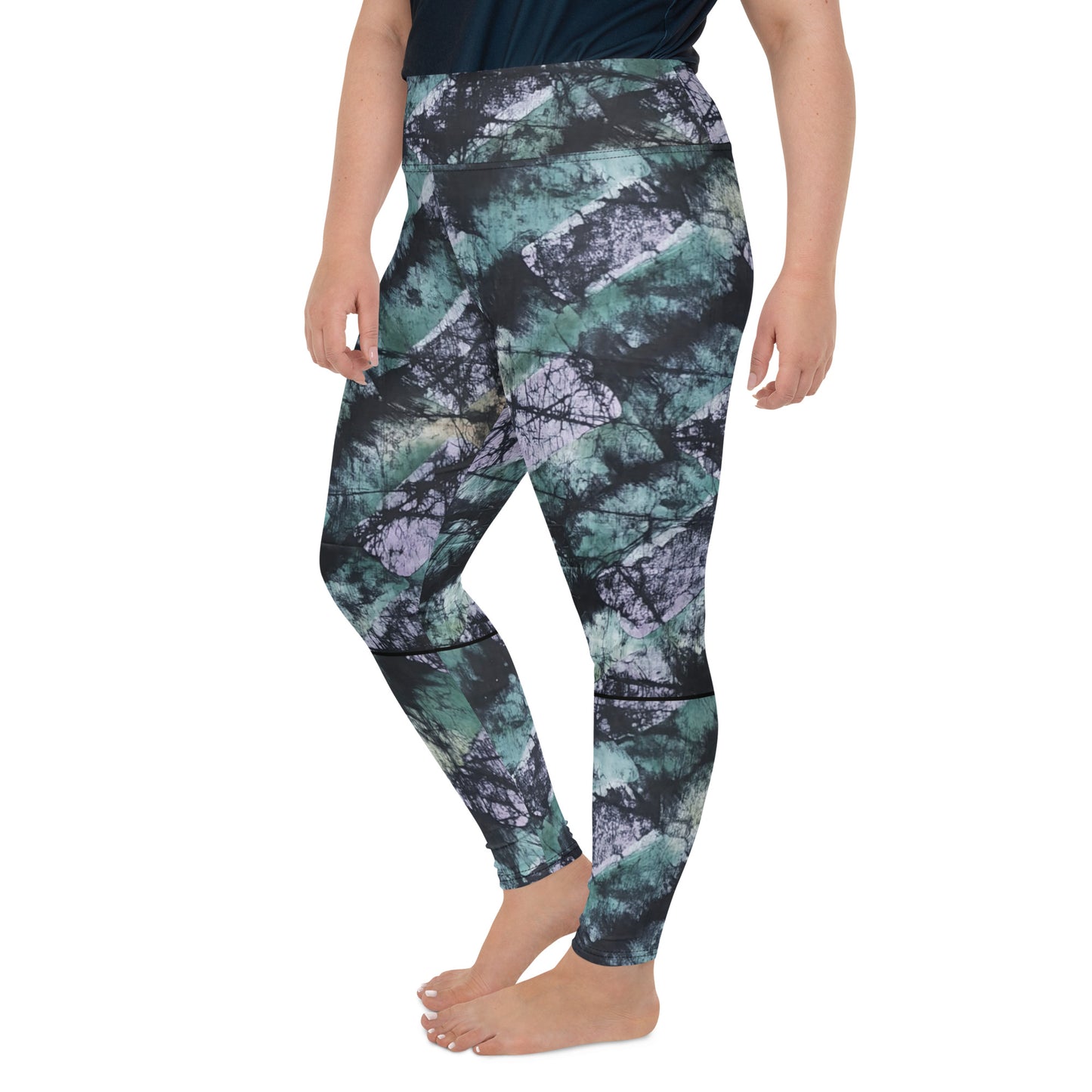 Green Adire Plus Size Leggings