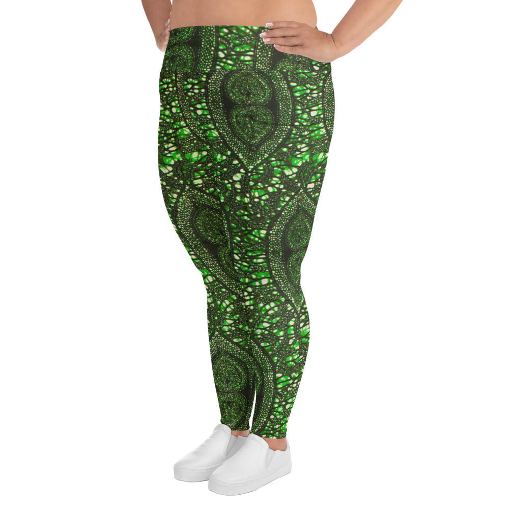 Green Peas Ankara Plus Size Leggings