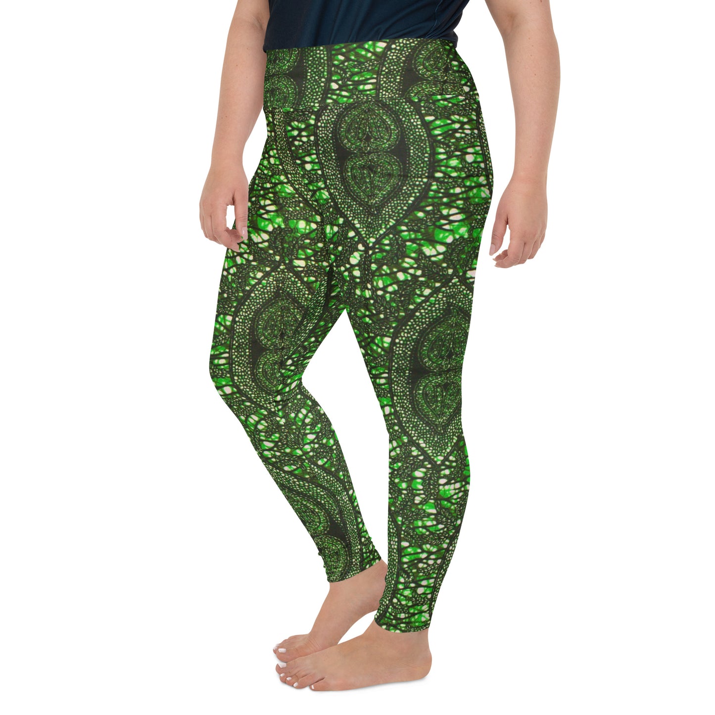 Green Peas Ankara Plus Size Leggings