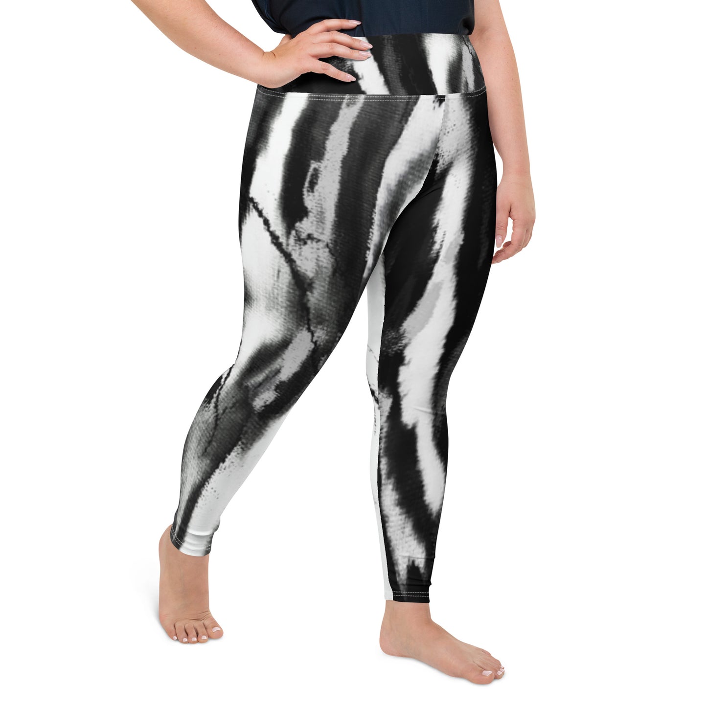 Black White Tie Dye Plus Size Leggings