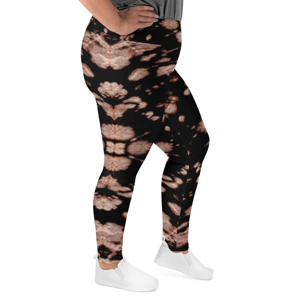 Brown Tie Dye Plus Size Leggings