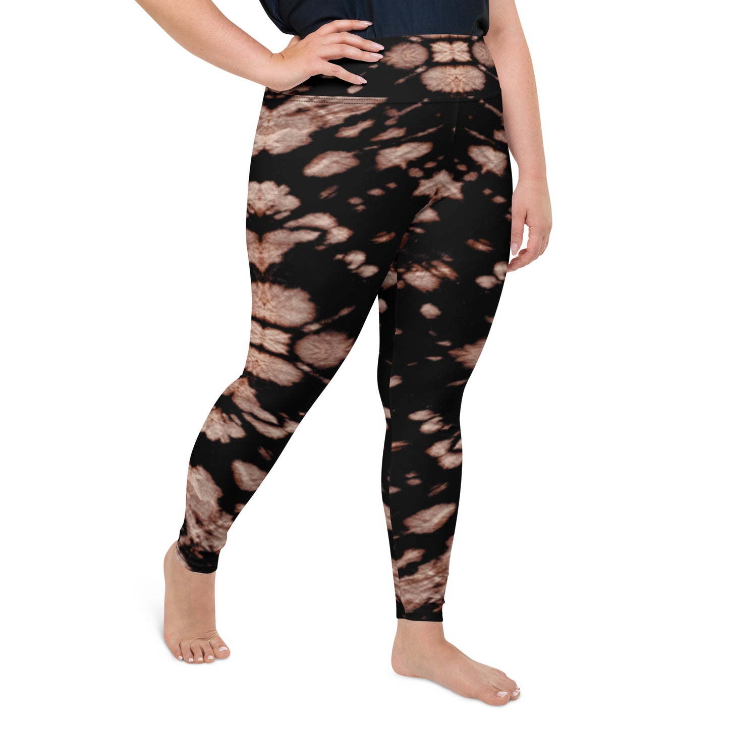 Brown Tie Dye Plus Size Leggings