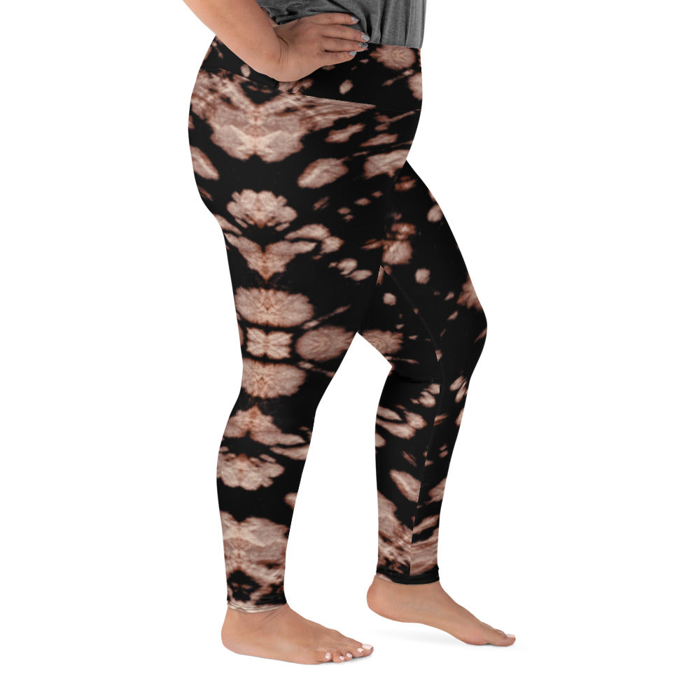 Brown Tie Dye Plus Size Leggings