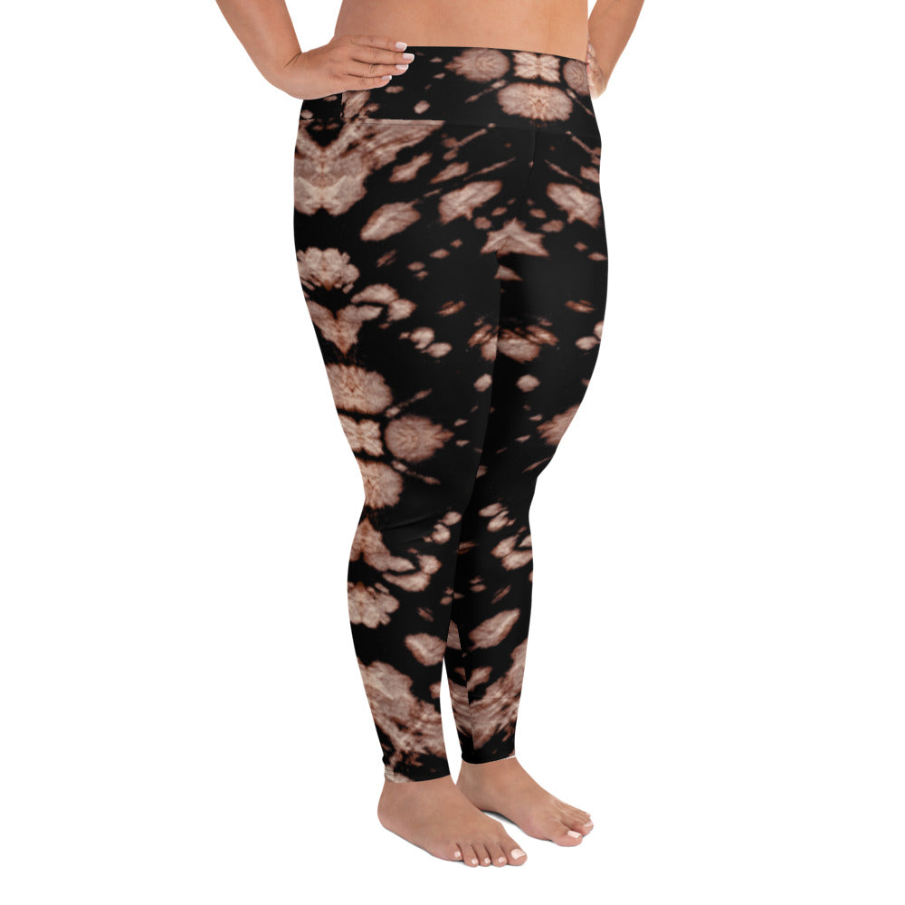 Brown Tie Dye Plus Size Leggings