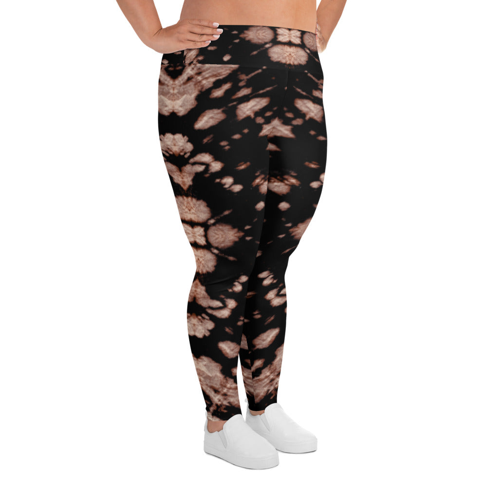 Brown Tie Dye Plus Size Leggings