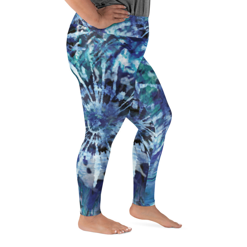 Blue Tie-Dye Plus Size Leggings