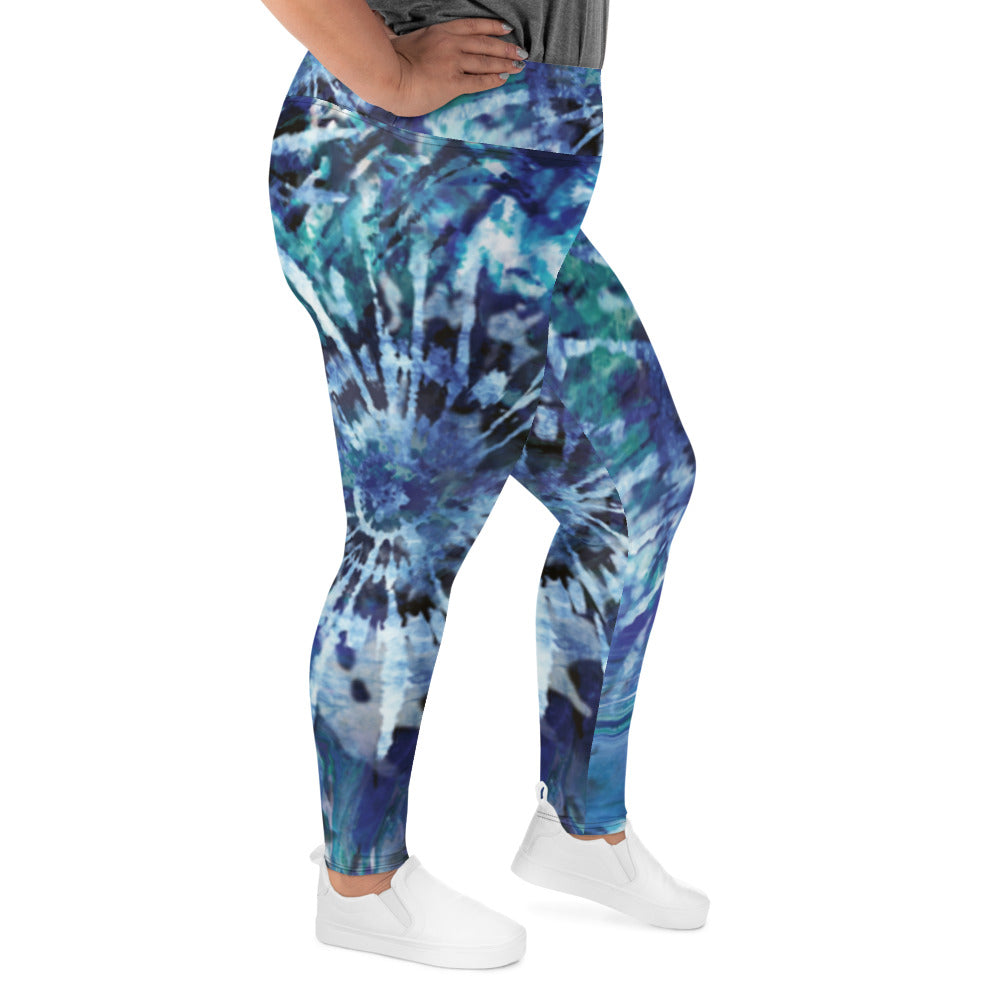 Blue Tie-Dye Plus Size Leggings