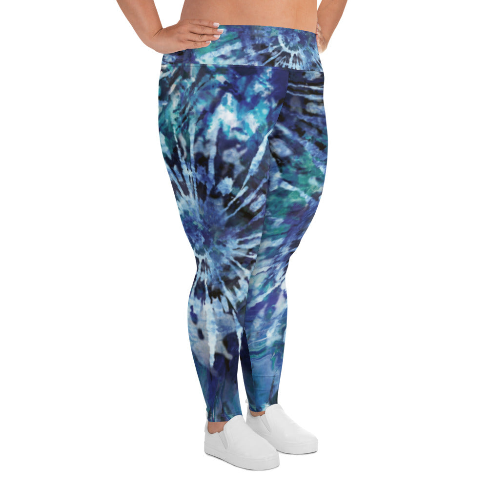 Blue Tie-Dye Plus Size Leggings