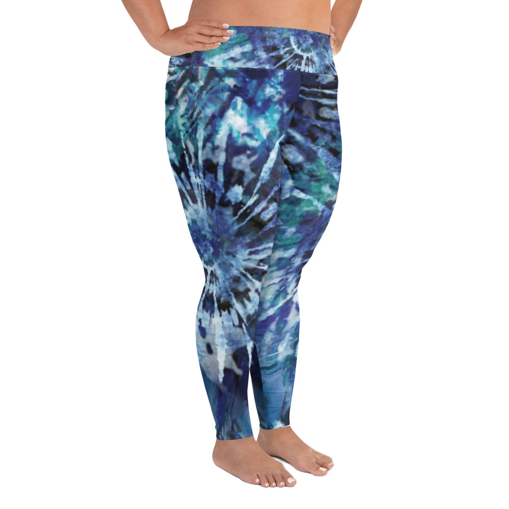 Blue Tie-Dye Plus Size Leggings