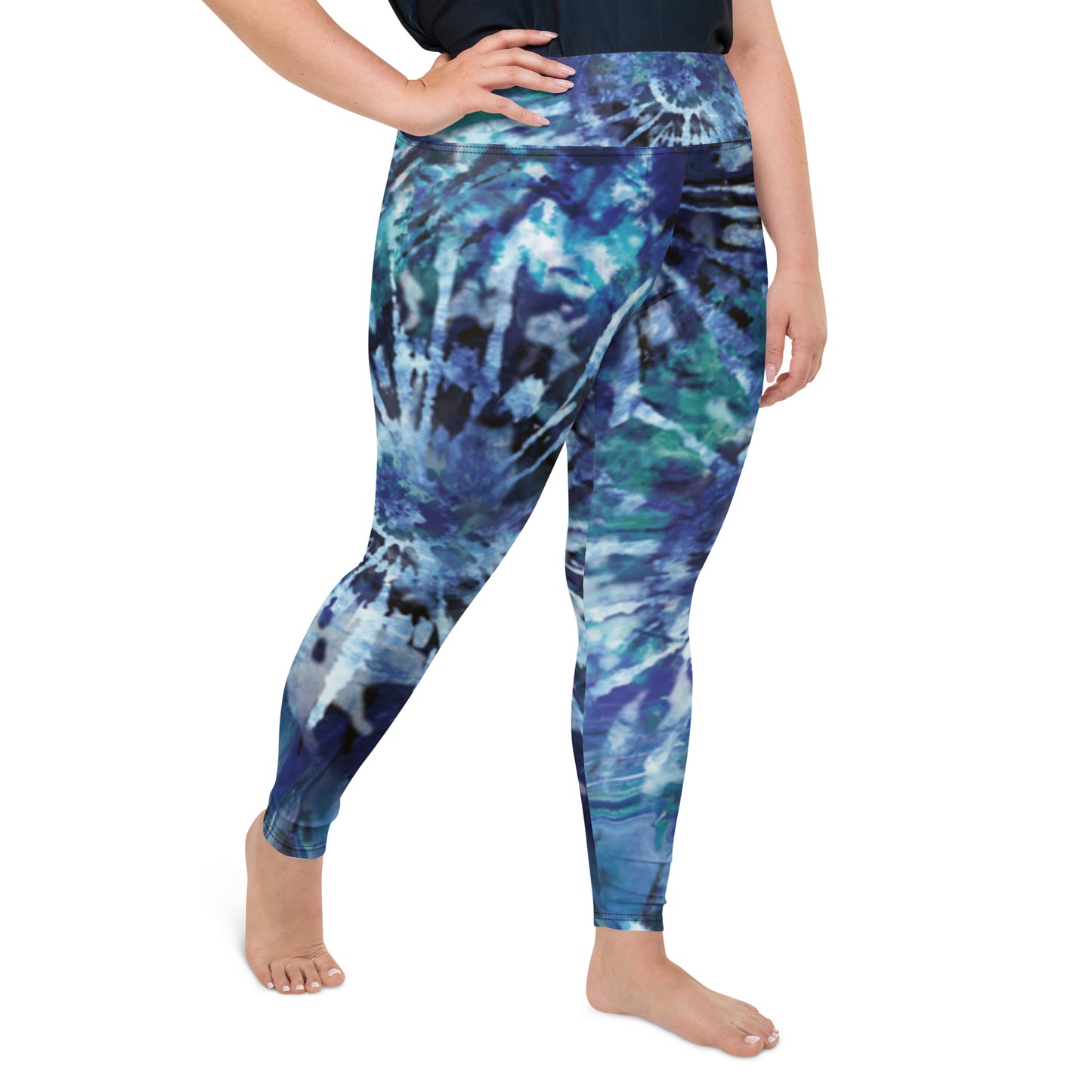 Blue Tie-Dye Plus Size Leggings