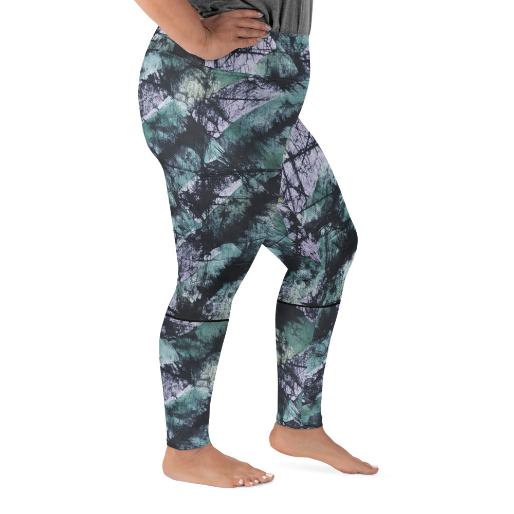 Green Adire Plus Size Leggings