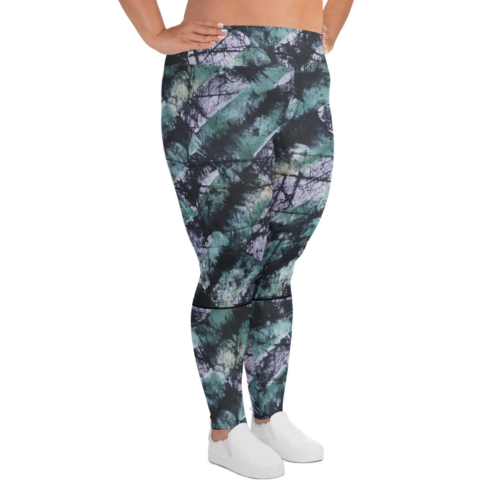 Green Adire Plus Size Leggings