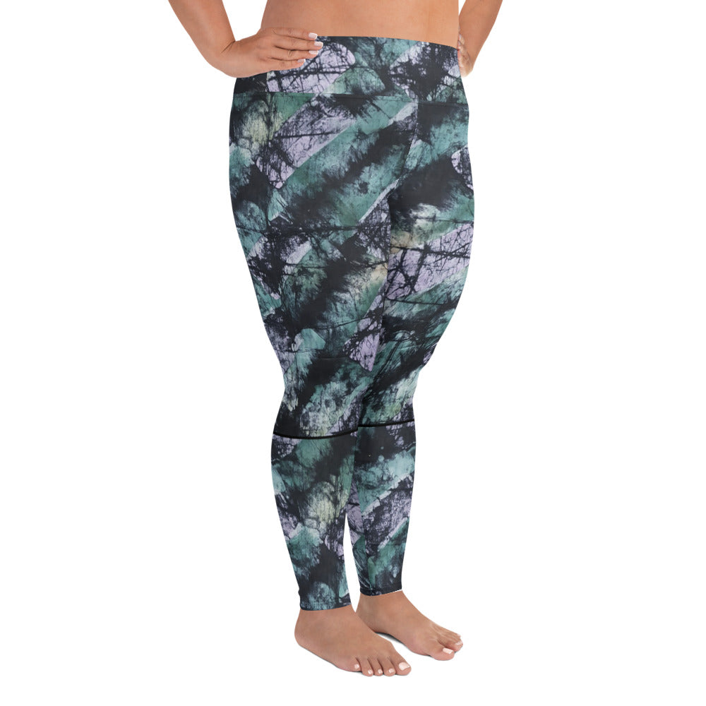 Green Adire Plus Size Leggings