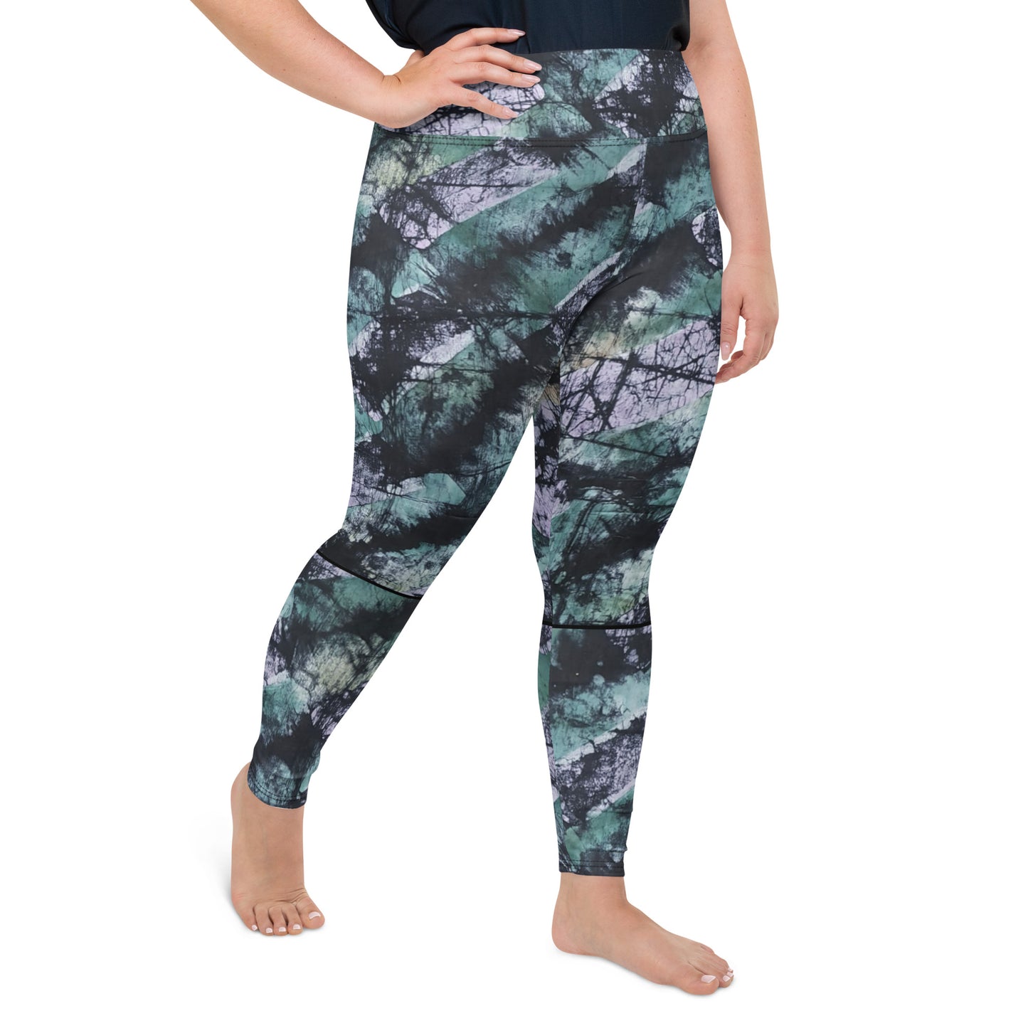 Green Adire Plus Size Leggings