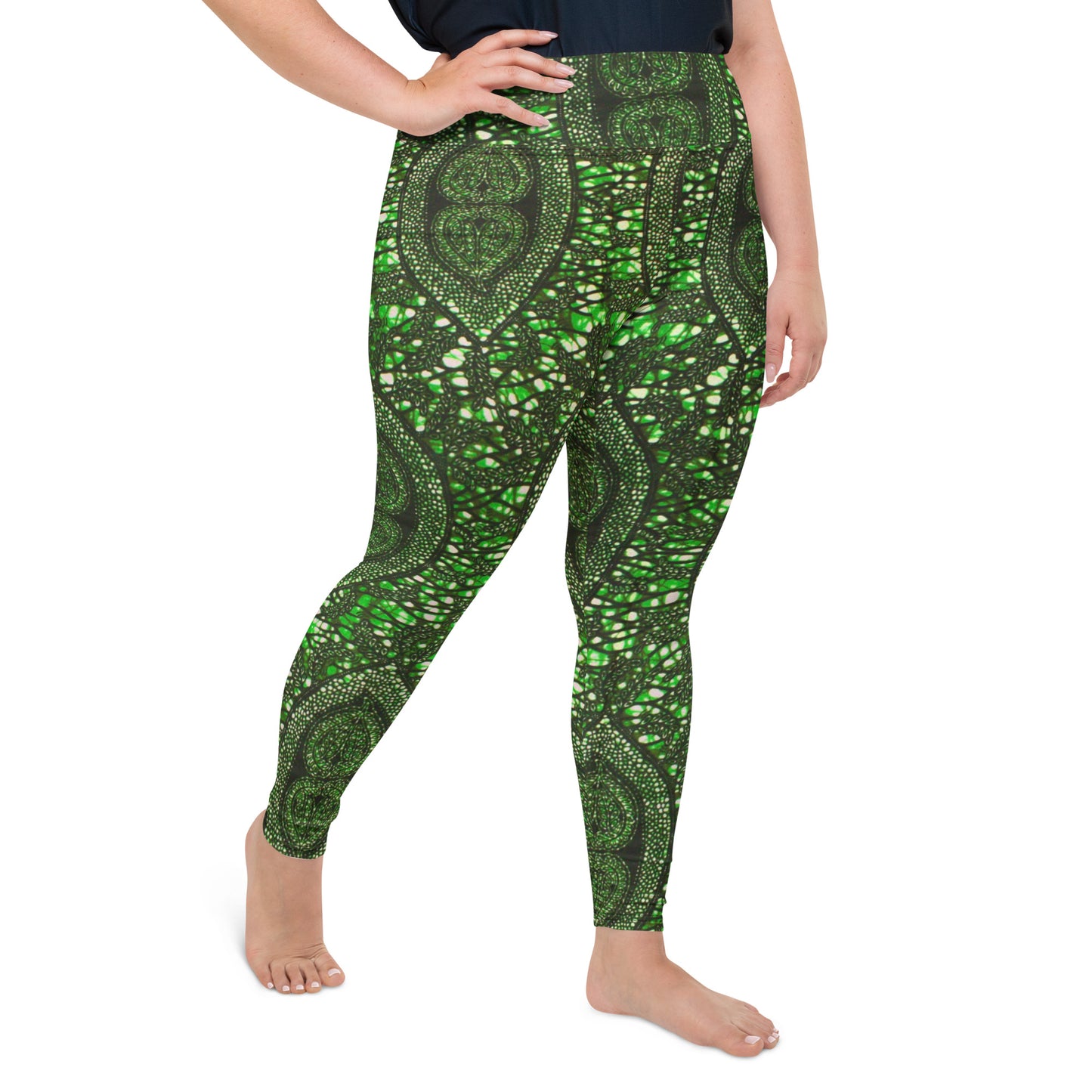 Green Peas Ankara Plus Size Leggings