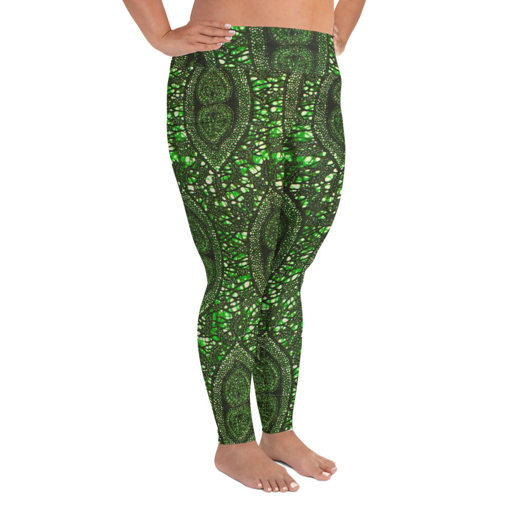 Green Peas Ankara Plus Size Leggings