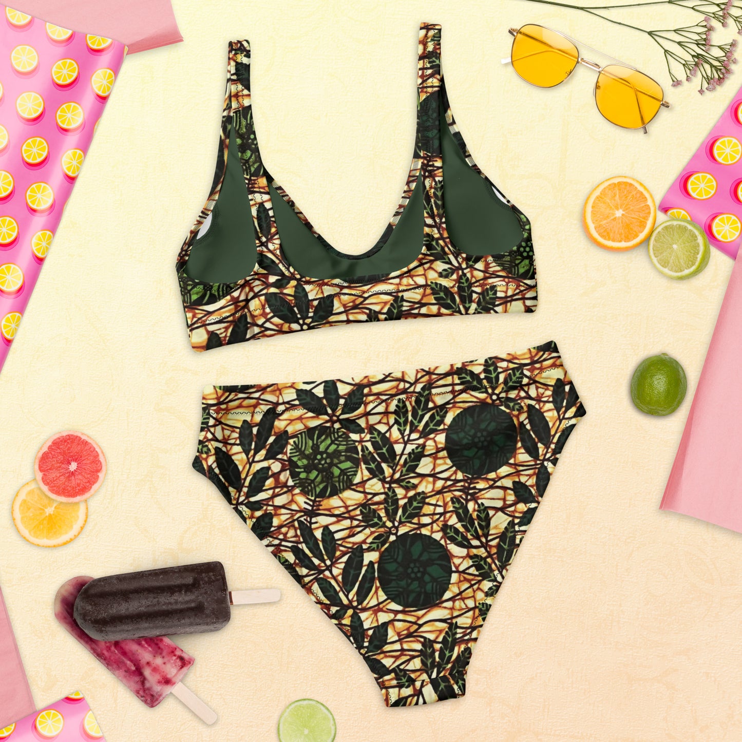 Green Leaf Wine Ankara High-waisted Bikini