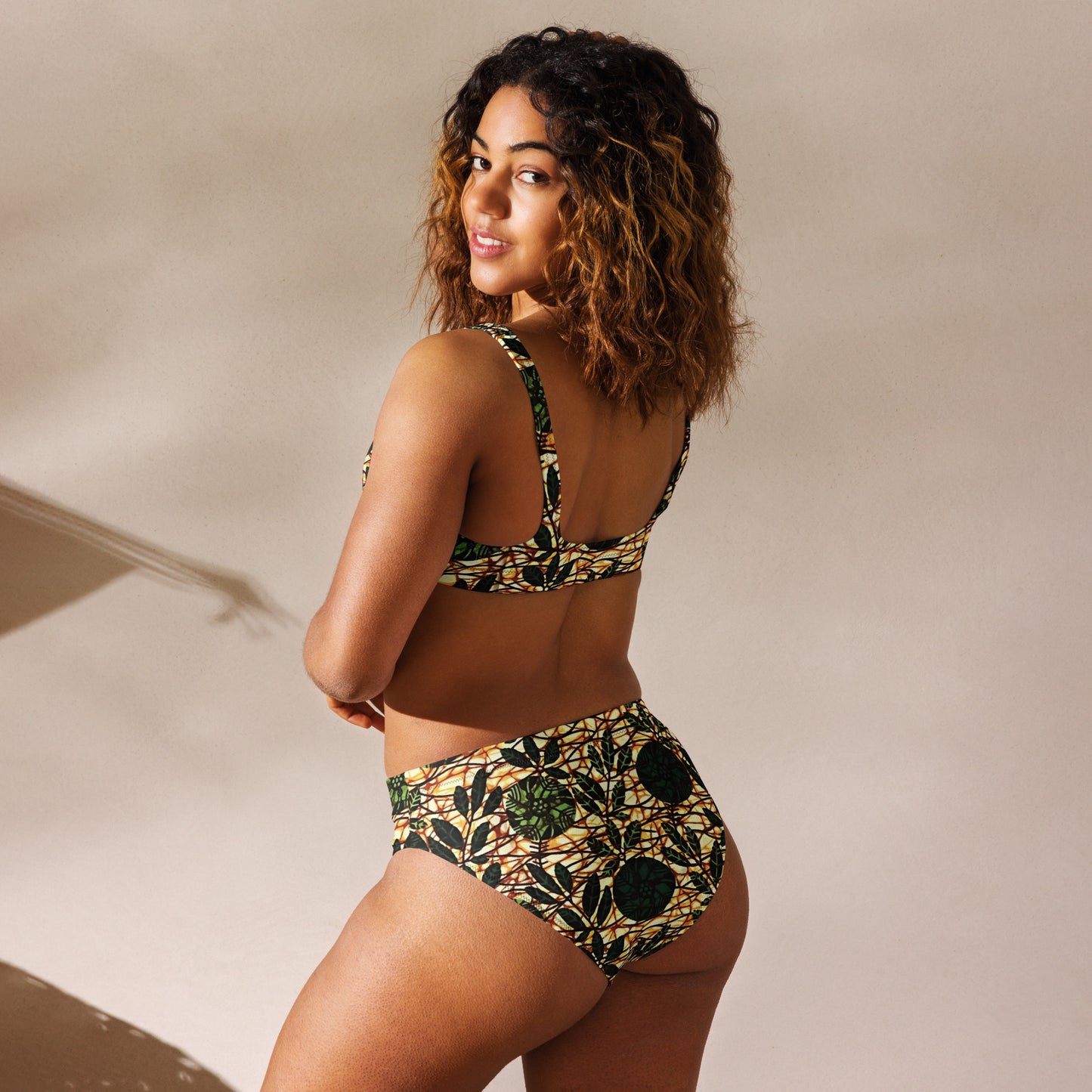 Green Leaf Wine Ankara High-waisted Bikini