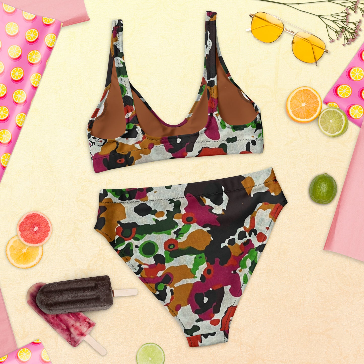 Multicolour Paint High-Waisted Bikini