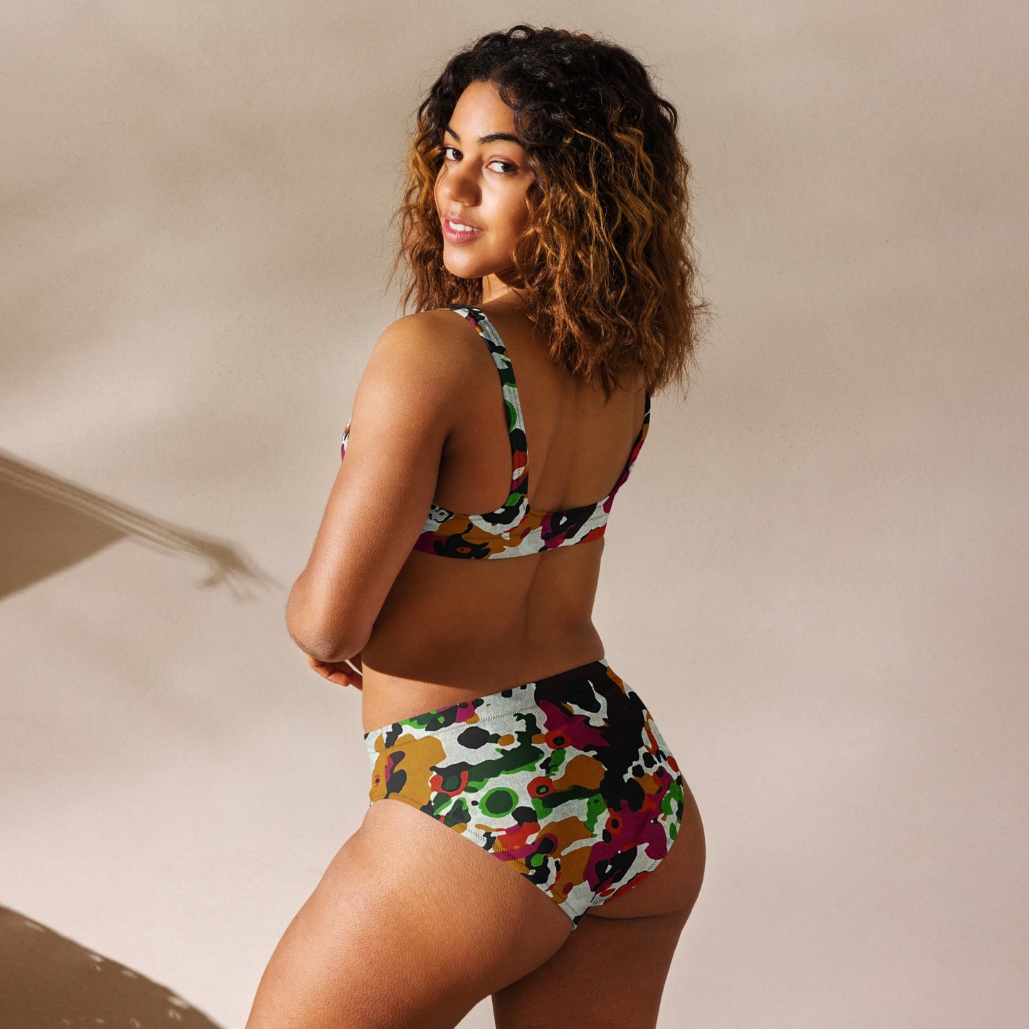 Multicolour Paint High-Waisted Bikini