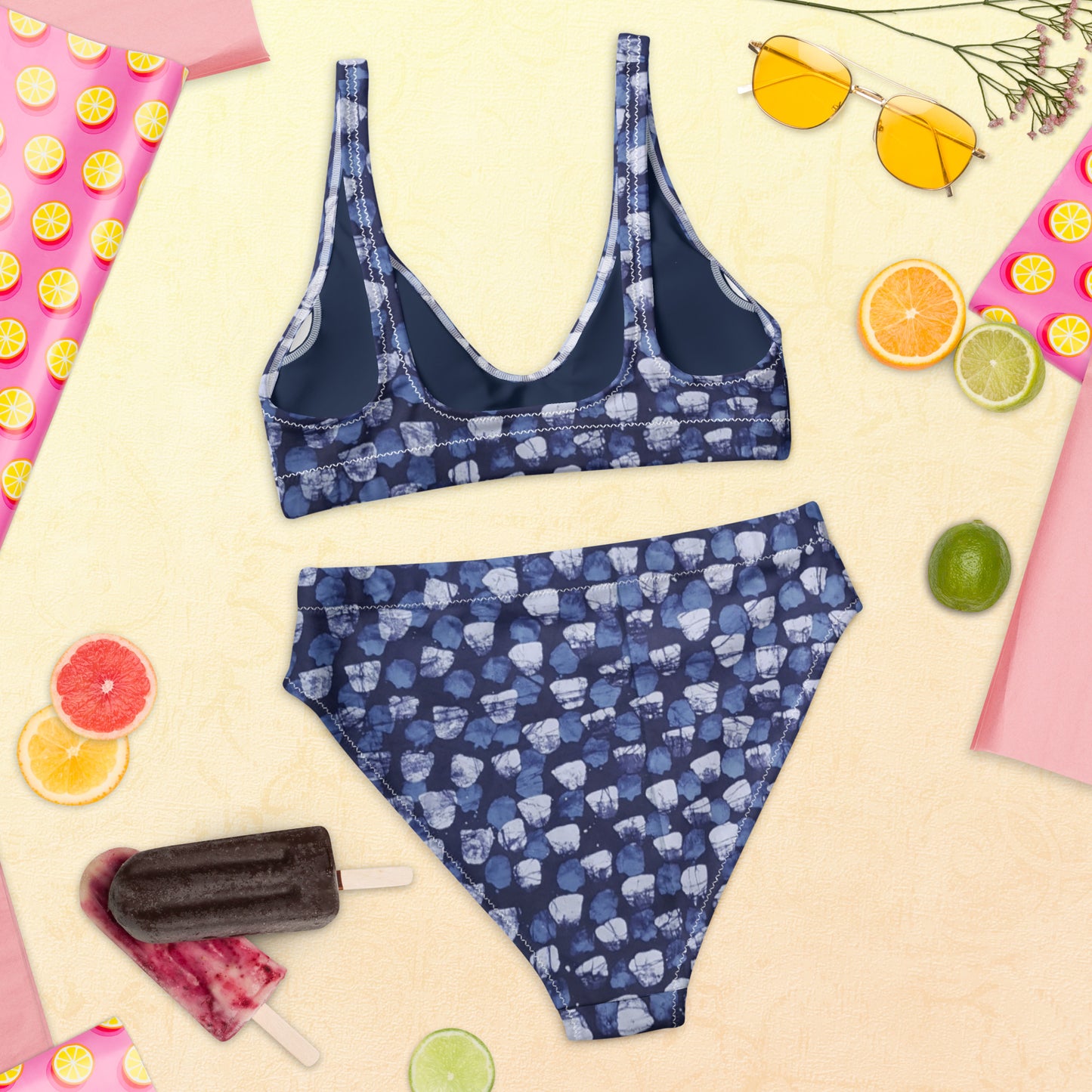 Blue Dotted High-Waisted Bikini