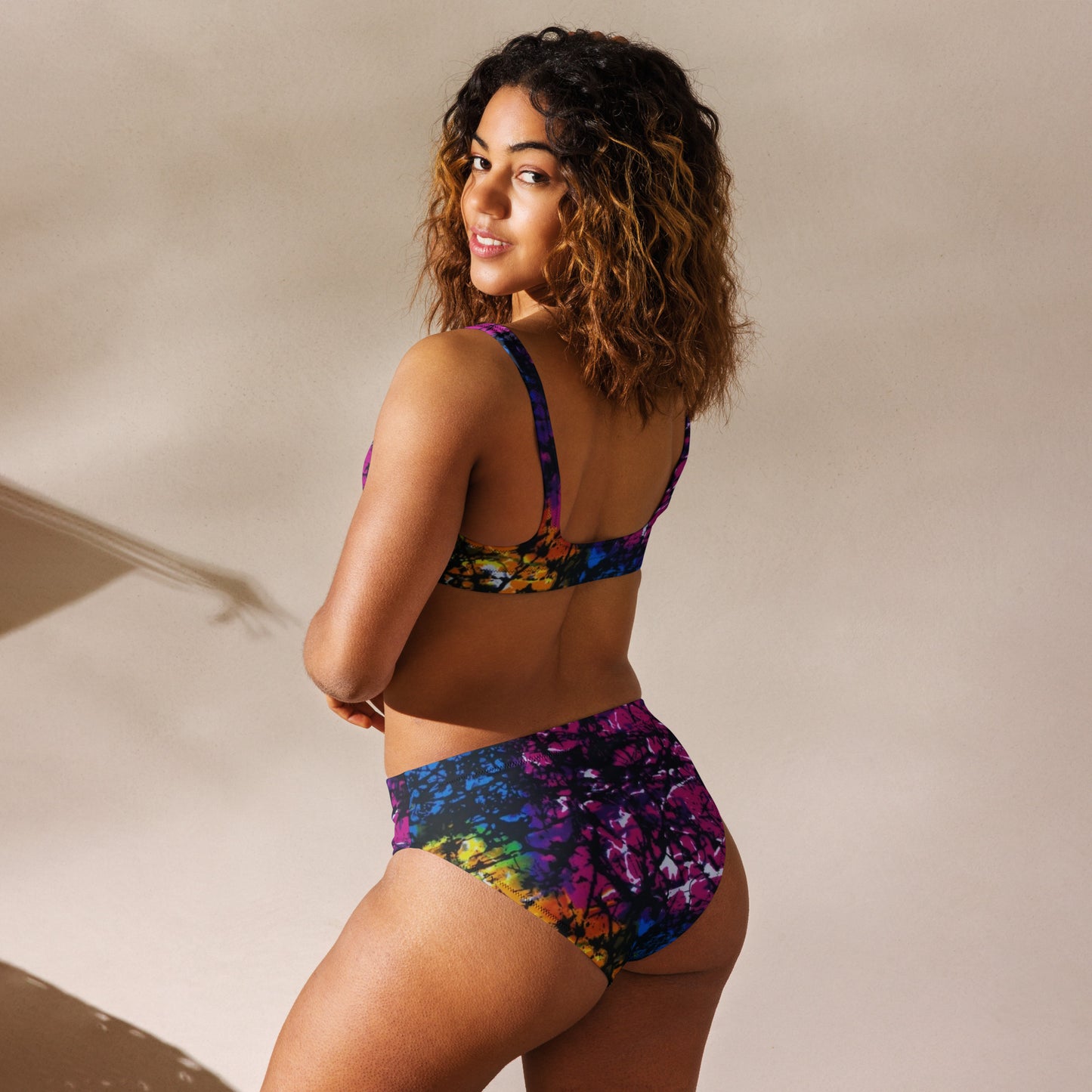 Multicolour Adire High-Waisted Bikini