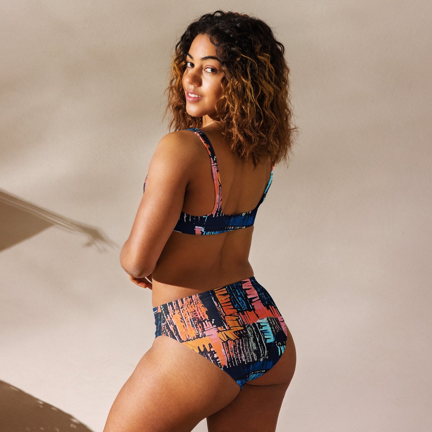 Colourful Adire High-Waisted Bikini