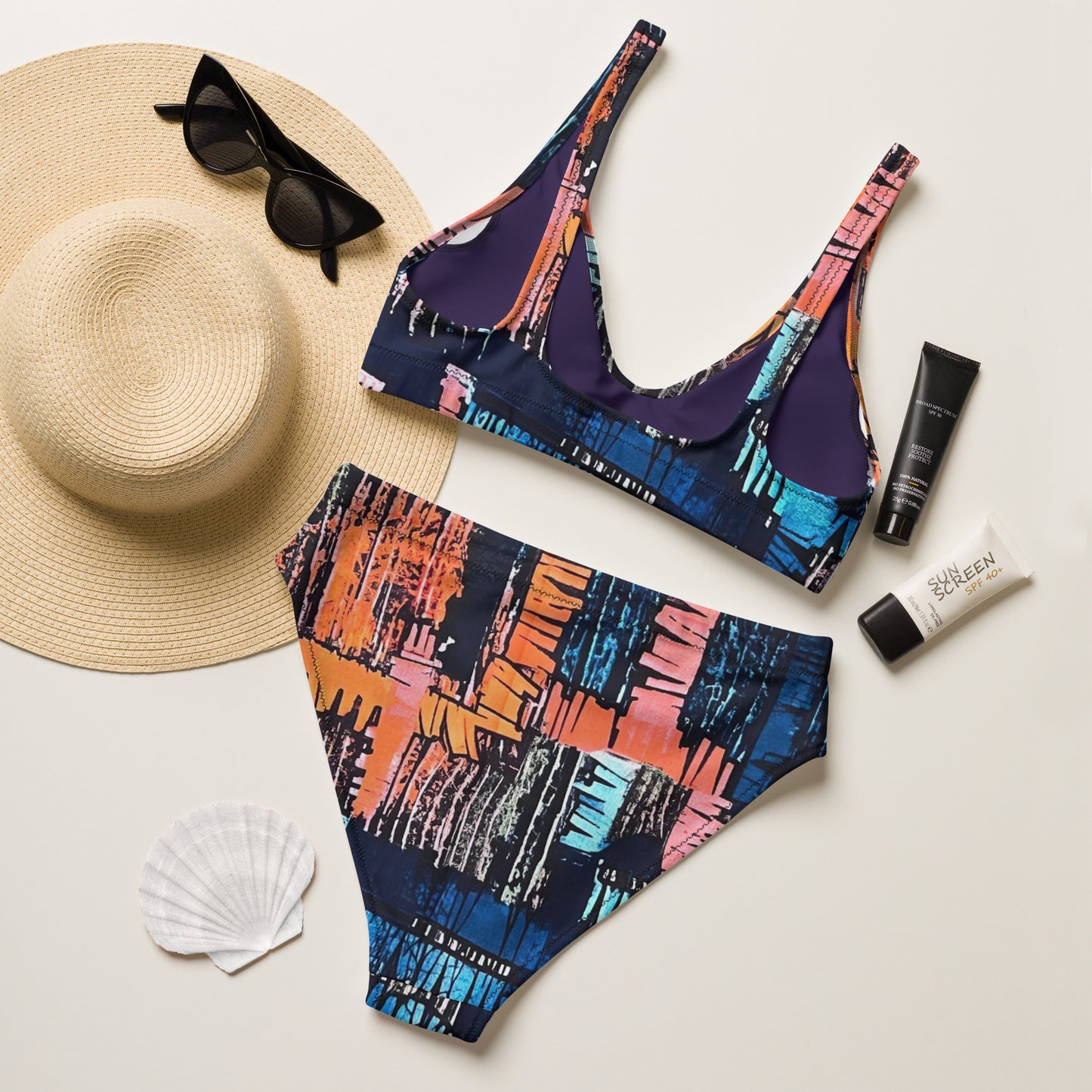 Colourful Adire High-Waisted Bikini