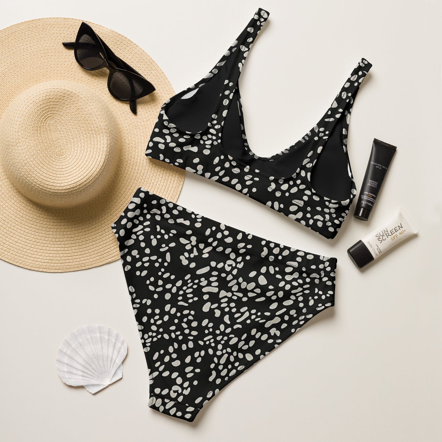 White Dots High-Waisted Bikini