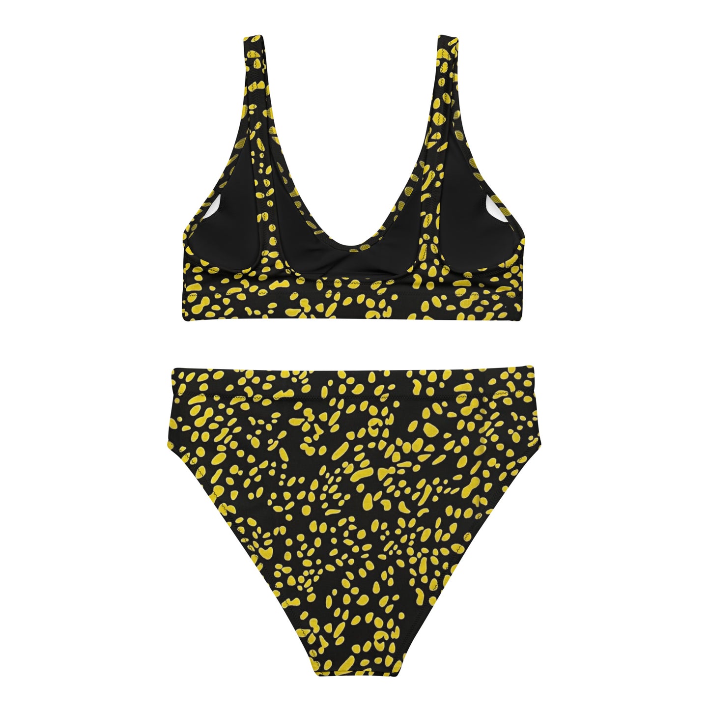 Yellow Dots High-Waisted Bikini