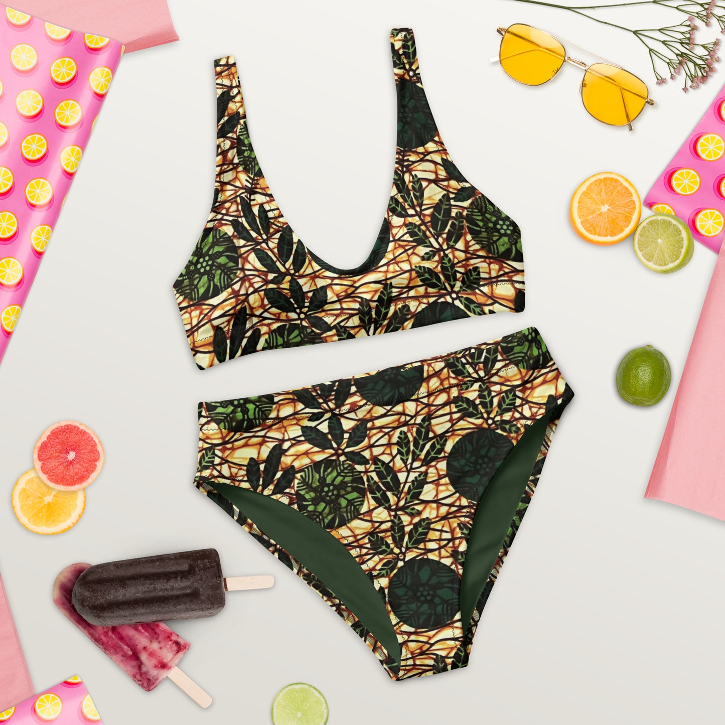 Green Leaf Wine Ankara High-waisted Bikini