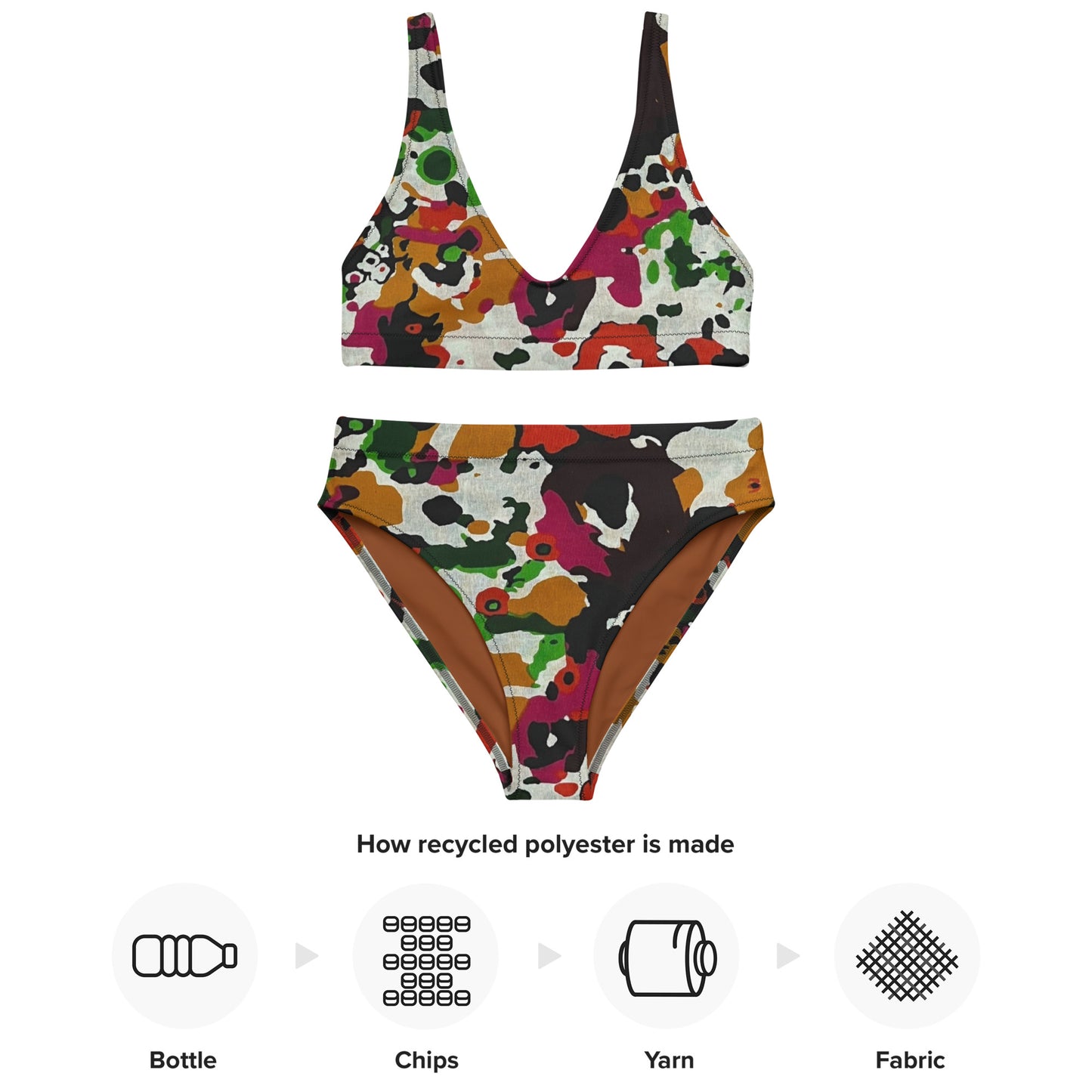 Multicolour Paint High-Waisted Bikini