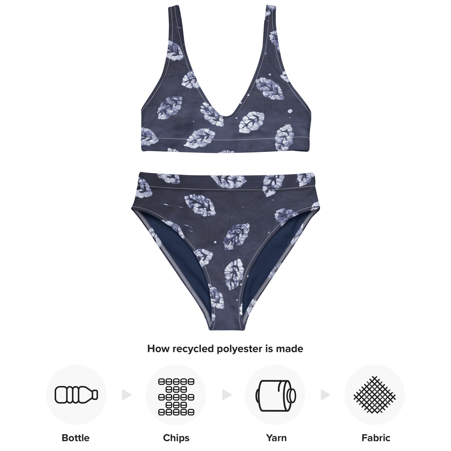 Indigo Leaf High-Waisted Bikini