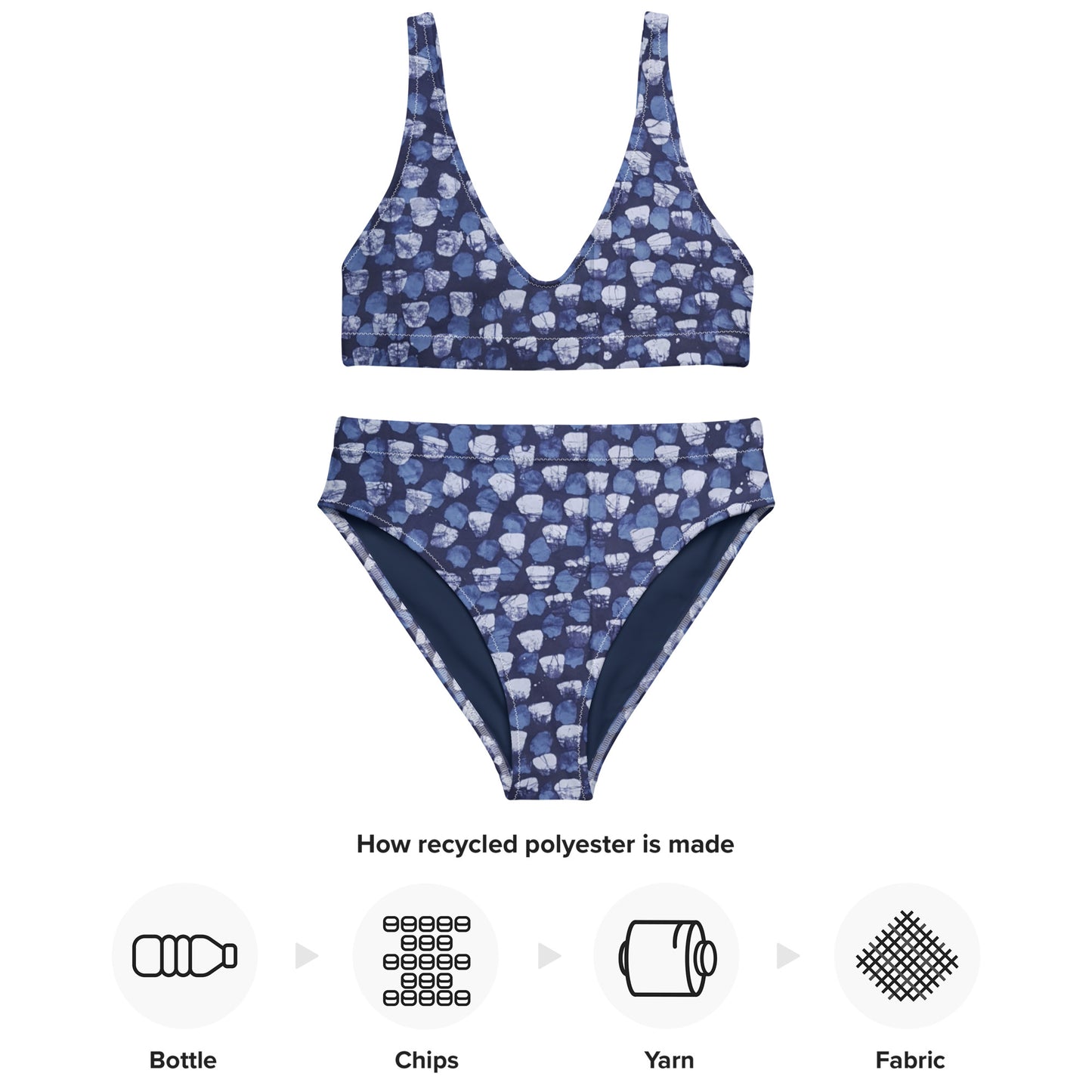 Blue Dotted High-Waisted Bikini