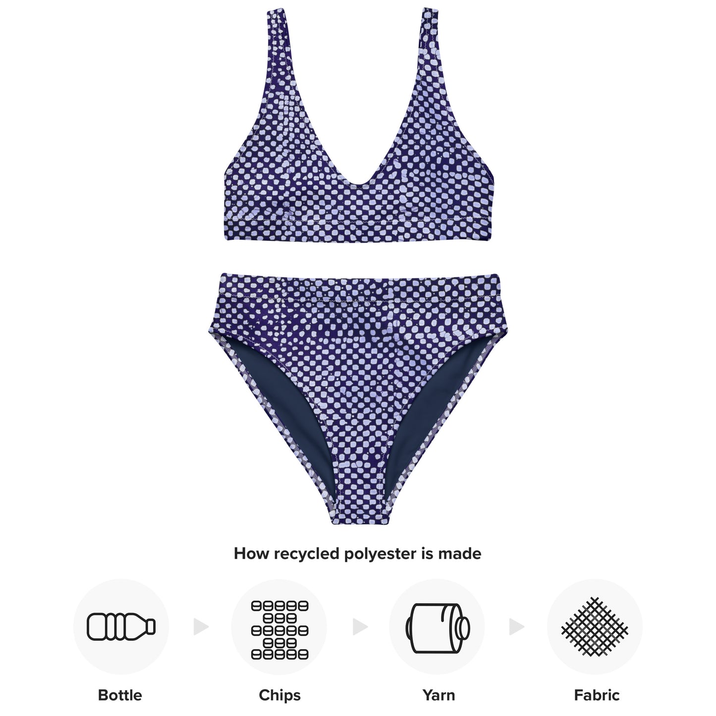 Purple & White Dots High-Waisted Bikini