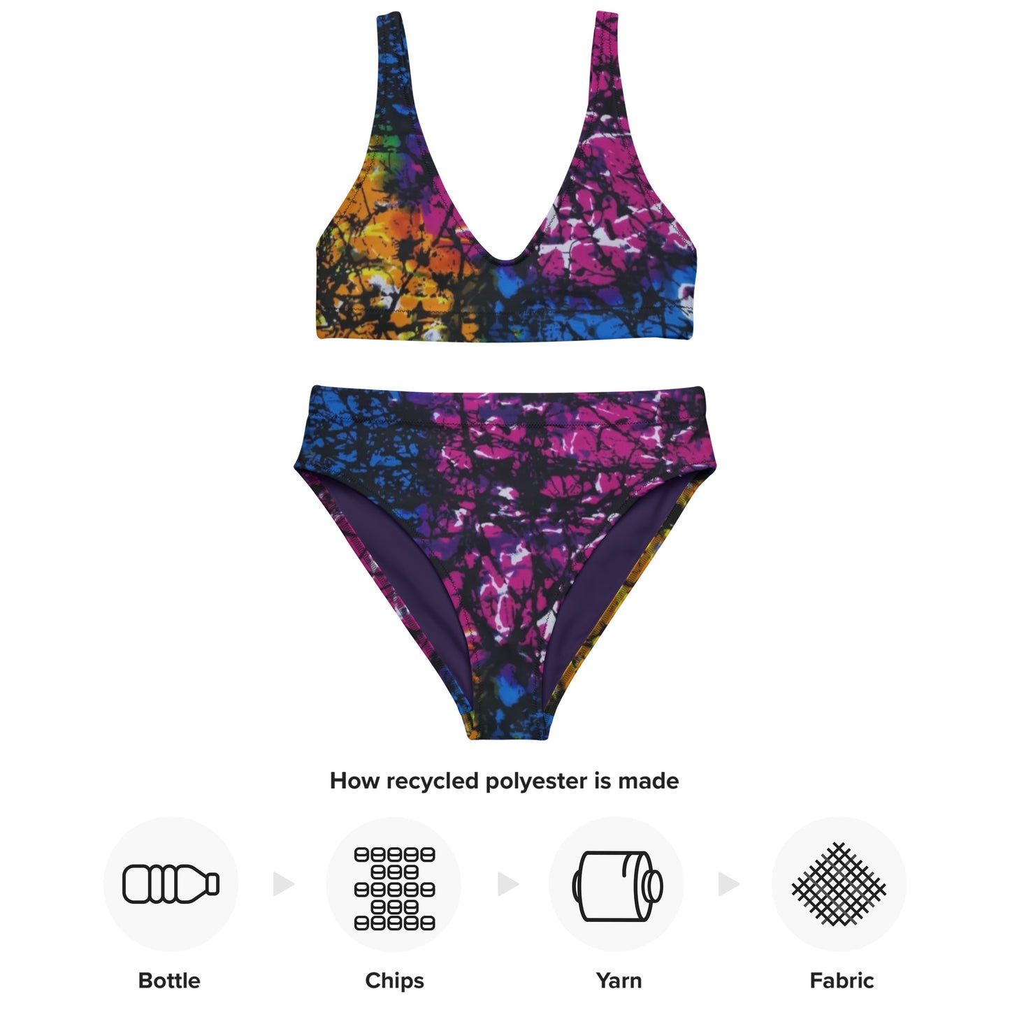 Multicolour Adire High-Waisted Bikini