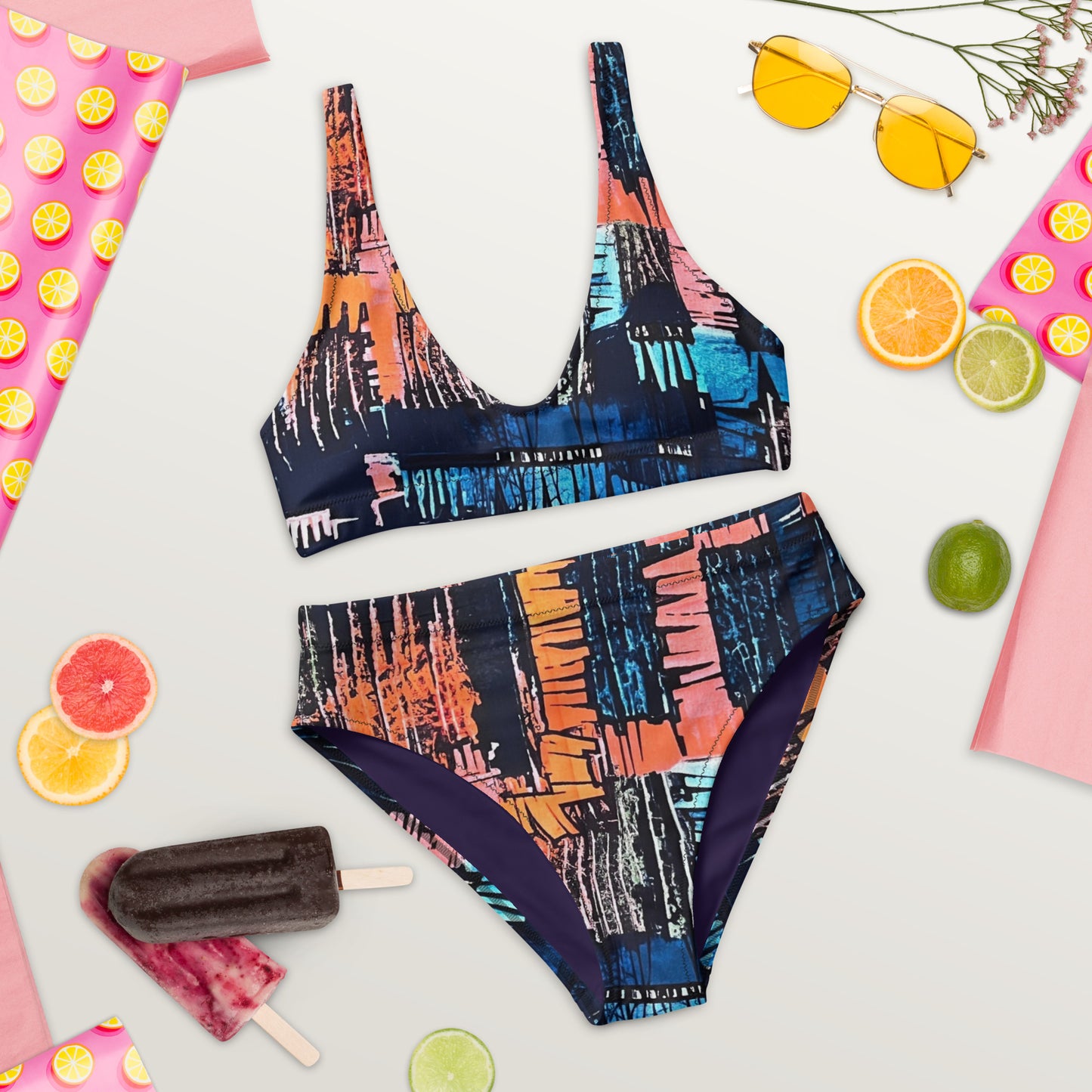 Colourful Adire High-Waisted Bikini