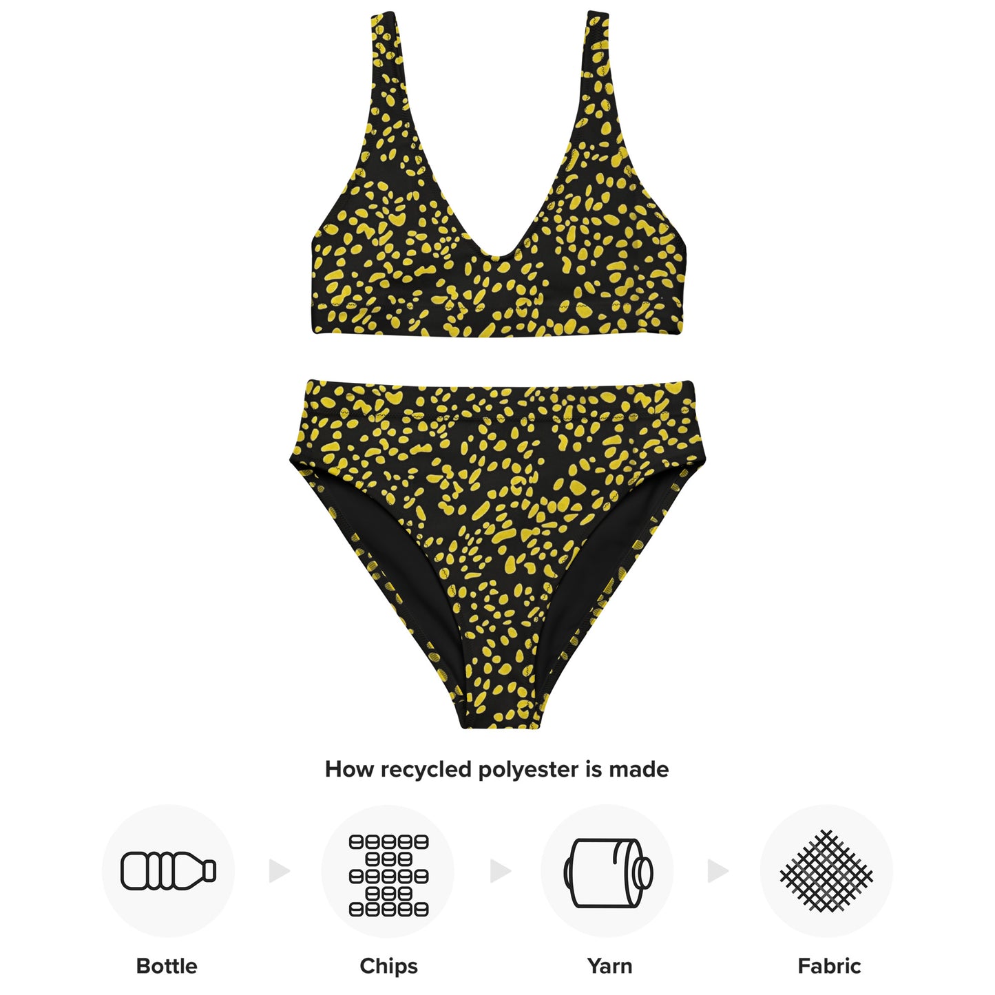 Yellow Dots High-Waisted Bikini